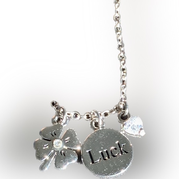 🍀Lucky 3 Charm “Clover/Luck/CZ” Genuine CZ and Crystal Necklace by Cookie Lee - Picture 3 of 10